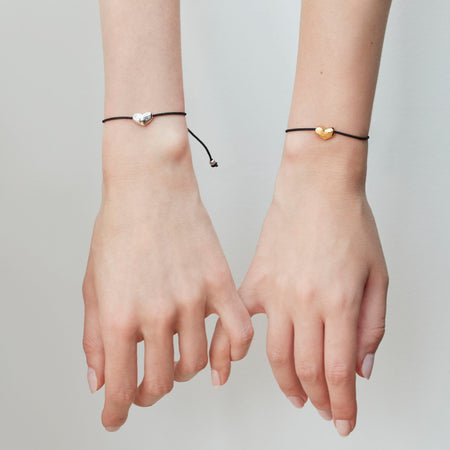Heart Cord Bracelet Silver